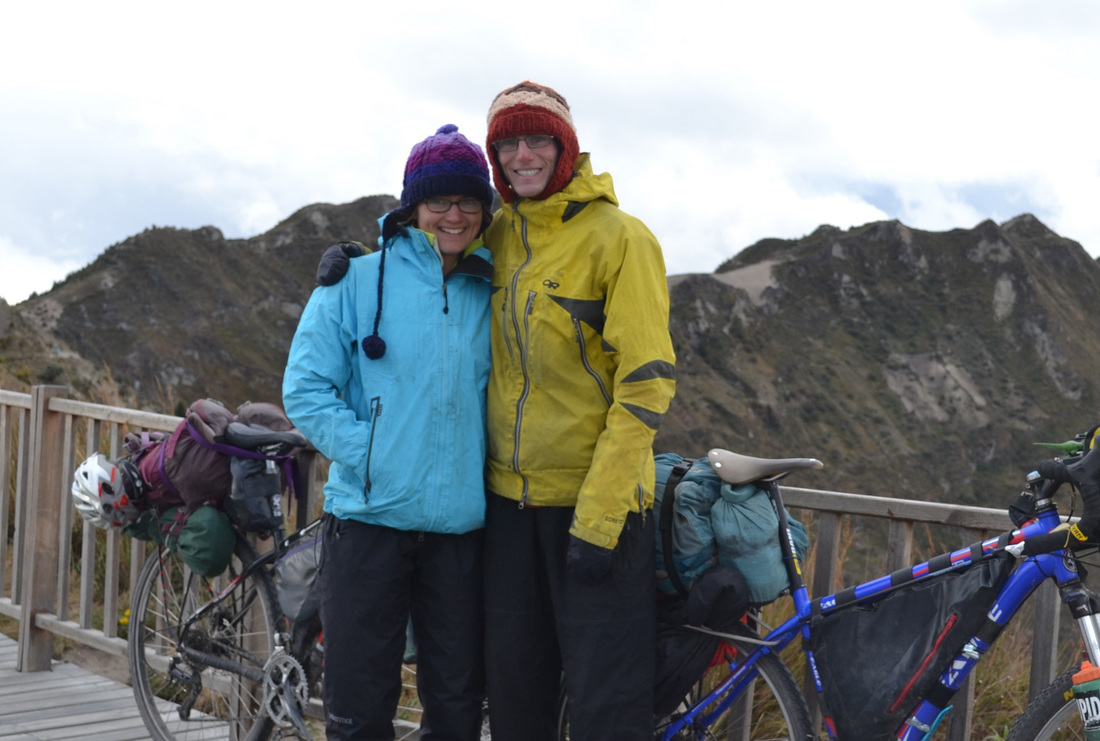 Tamara Perreault and Danny Walden at Lake Quilotoa, Ecuador.