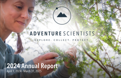 Adventure Scientists 2024 Annual Report, including who Adventure Scientists is, Conservation Data impact, and Adventure Scientists in the News